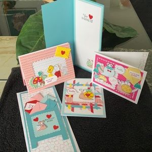 Set of Four Handmade Stampin Up Cards & Envelopes